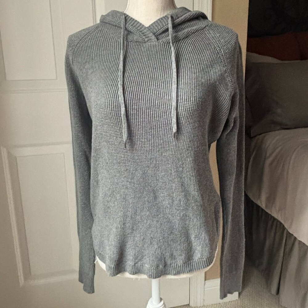 Ralph Lauren - Thermal Knit Gray Hoodie Sweatshirt - 100% Cotton (Size: M)